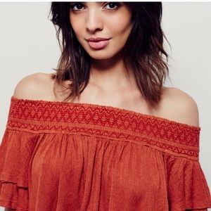 Free people off the shoulder peasant top